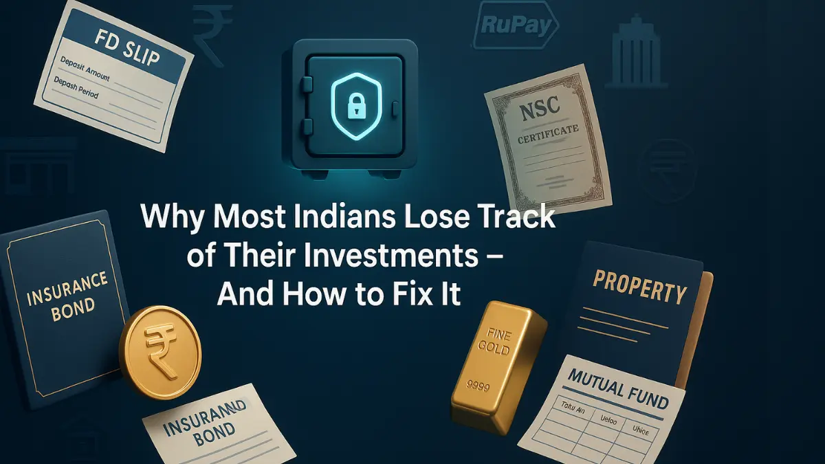 3D hero banner showing scattered assets merging into a dashboard to prevent lost investments in India.