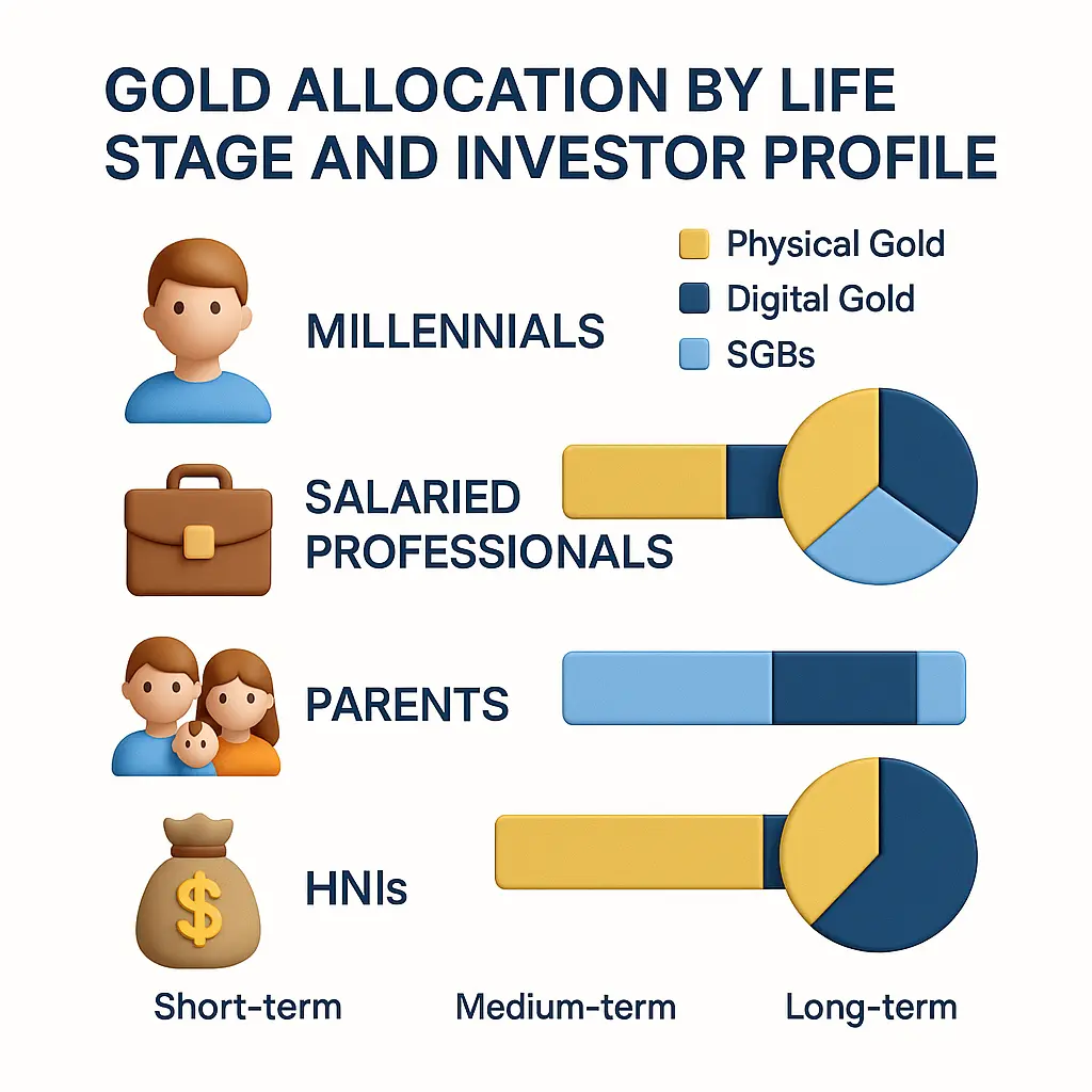 Digital gold vs physical gold allocation strategy for salaried professionals, millennials, parents, and HNIs
